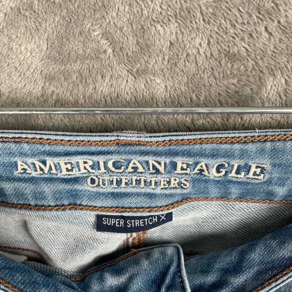 American Eagle Super Stretch X Jeans Women’s 2 Long Light Wash Denim Y2K Minimal - Picture 3 of 8